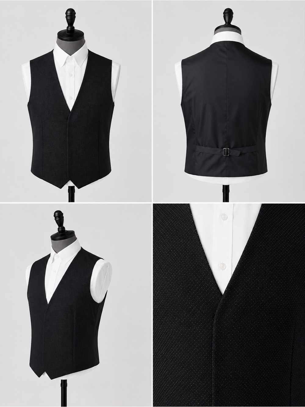Men's Black Tailored Vest - Sleek Formal Waistcoat